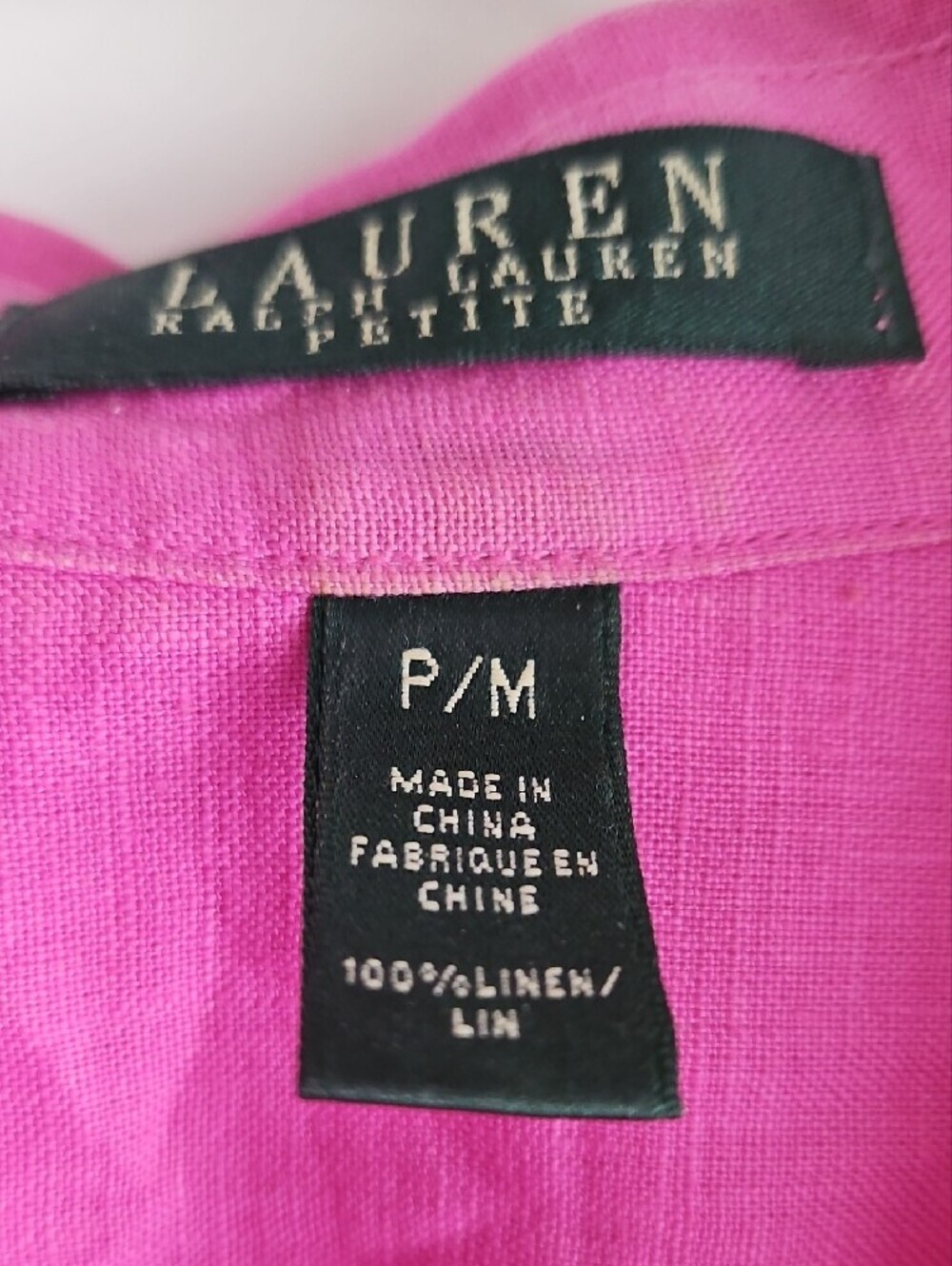 Lauren Ralph Lauren Hot Pink Linen Shirt - Picture 2 of 3